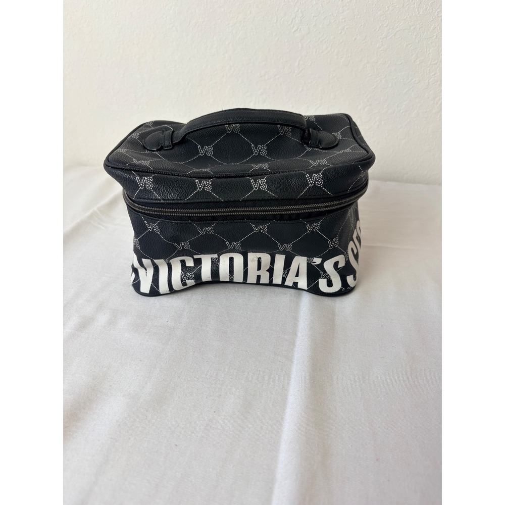 Victoria's Secret Black Cosmetic Travel Bag Vanity Case Makeup Organizer